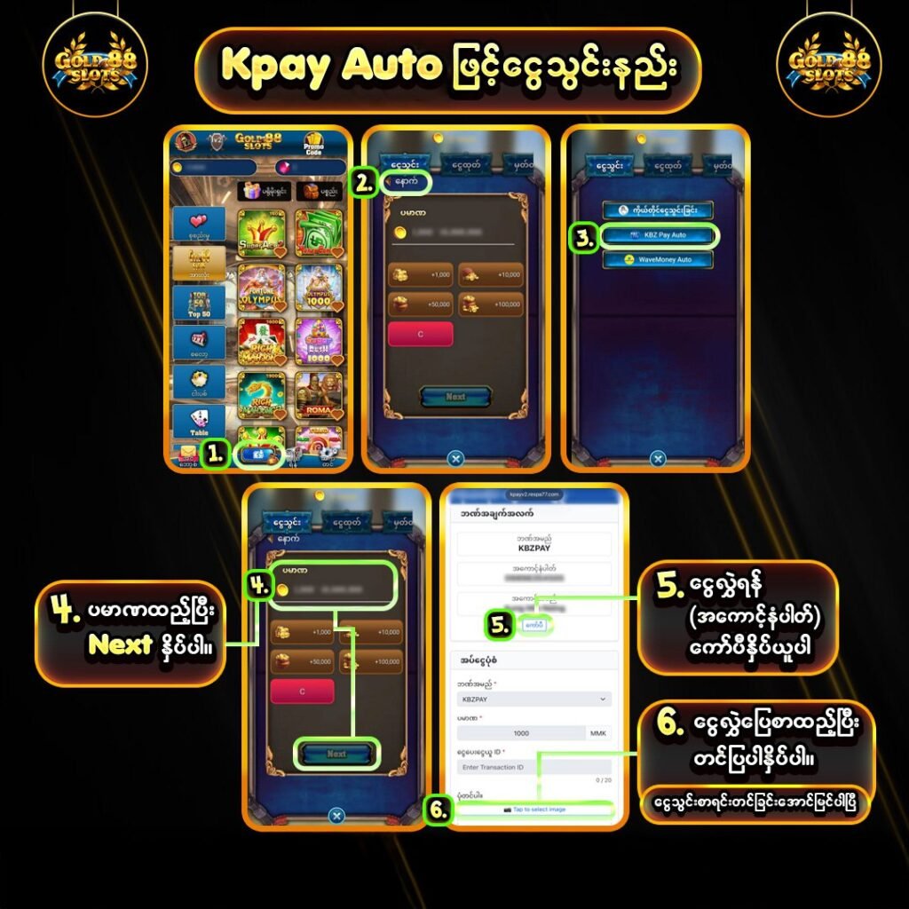 Gold88 KPay auto deposit Myanma